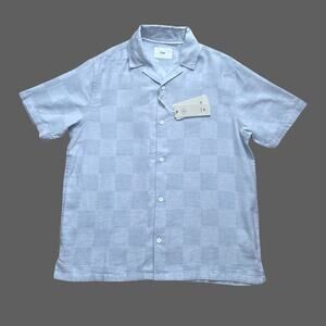 Folk Clothing Blue Checker Camp Collar Shirt Mens Size L